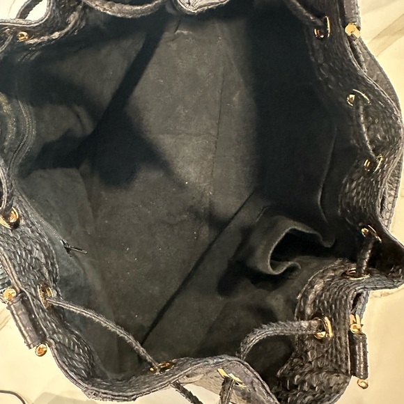 Eileen Kramer Genuine Python Black Shoulder Bag Hobo Purse With Gold Hardware - Picture 9 of 12